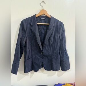 COMME CA DU MODE Women's Dark Navy Single-Button Blazer